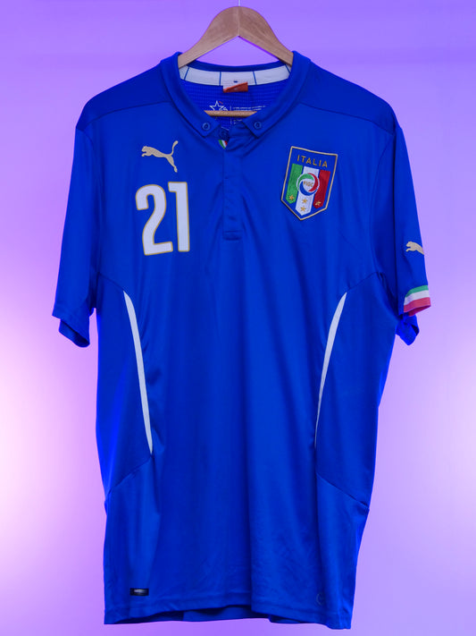 Italy 2014 Home Shirt (#21 Pirlo) (L/XL)