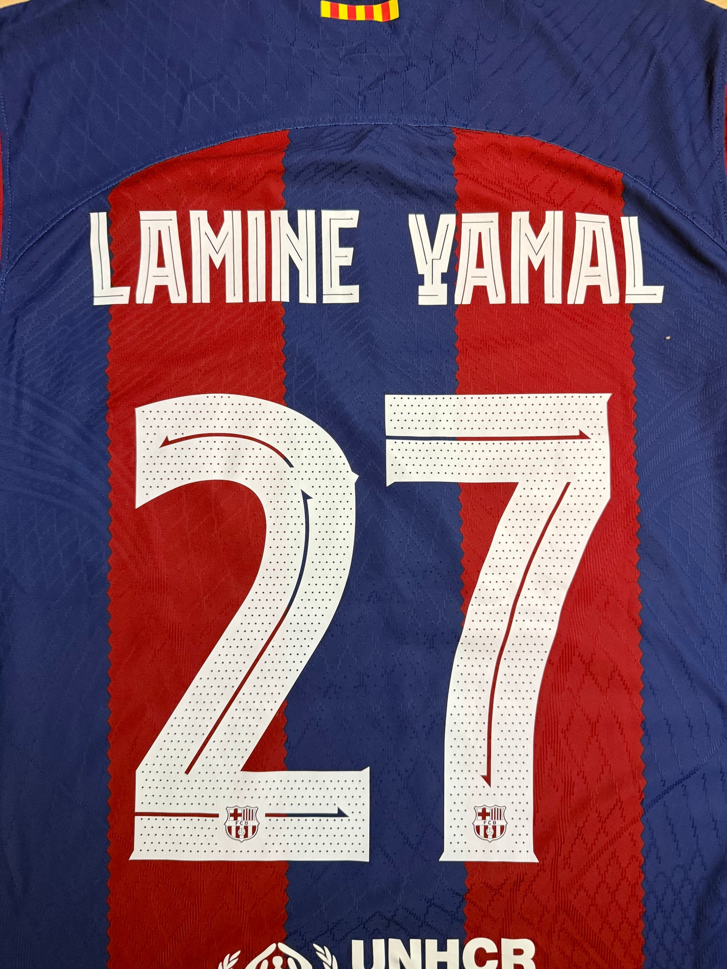 Barcelona 2023/2024 Home Shirt Vapor Version (#27 Lamine Yamal) (M)