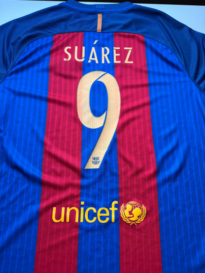 Barcelona 2016/2017 Home Shirt #9 Suárez (XL)