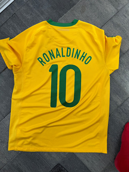 Brazil 2010 Home Shirt (#10 Ronaldinho) (L)
