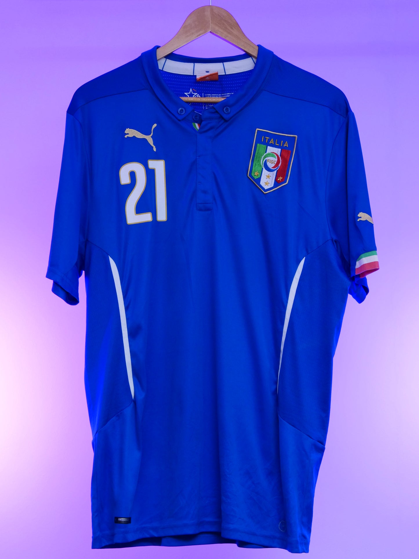 Italy 2014 Home Shirt (#21 Pirlo) (L/XL)