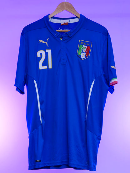 Italy 2014 Home Shirt (#21 Pirlo) (L/XL)